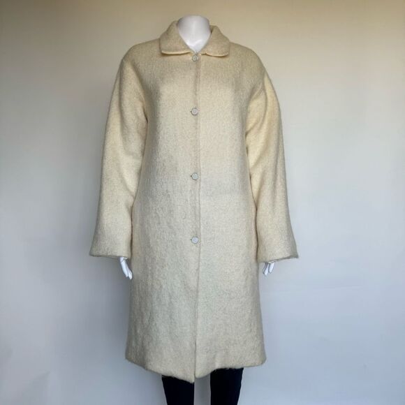 Authentic Fendi Vintage Ivory Cream Natural Mohair Wool Blend Knit Coat 42 XS - Picture 1 of 17